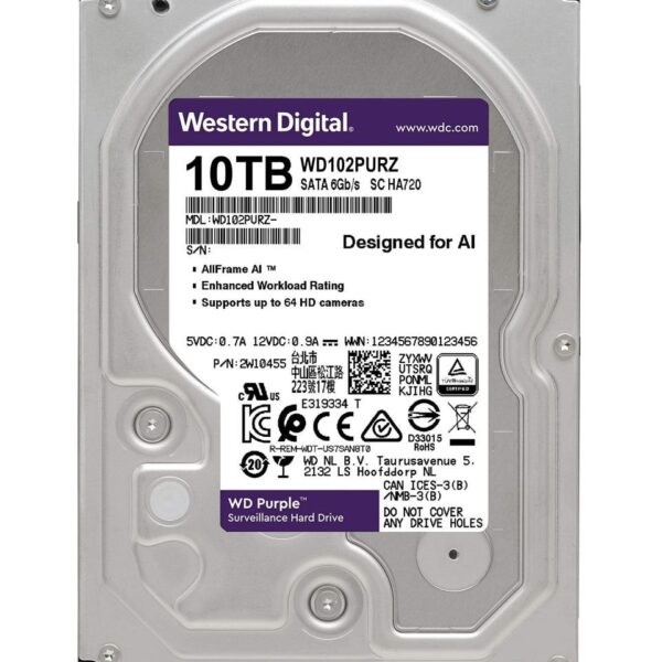 هارد دیسک اینترنال ظرفیت 10TB وسترن دیجیتال بنفش گارانتی شرکتی (ریفر)
