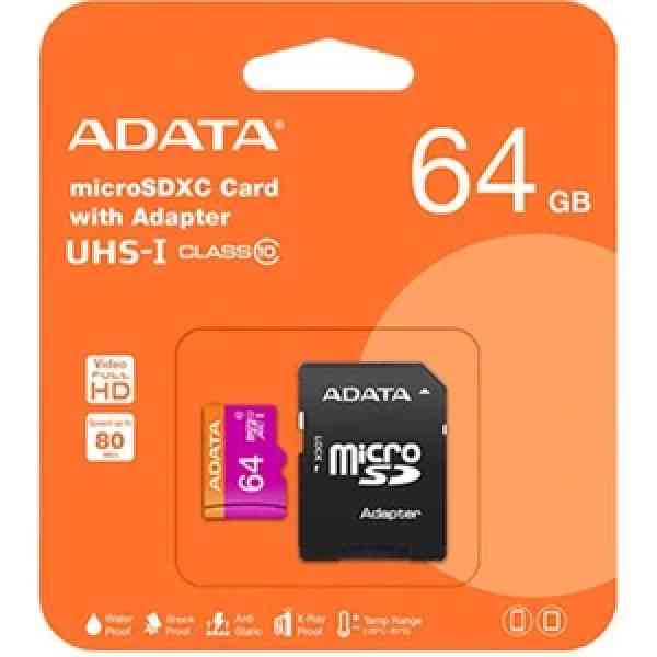 کارت حافظه میکرو اس دی ای دیتا UHS-I R80 W25 64GB 80 mbps