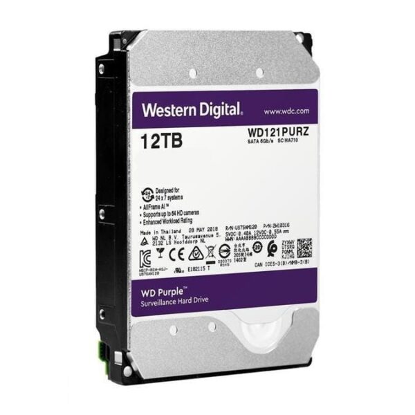 هارد دیسک اینترنال ظرفیت 12TB وسترن دیجیتال بنفش گارانتی شرکتی (ریفر)