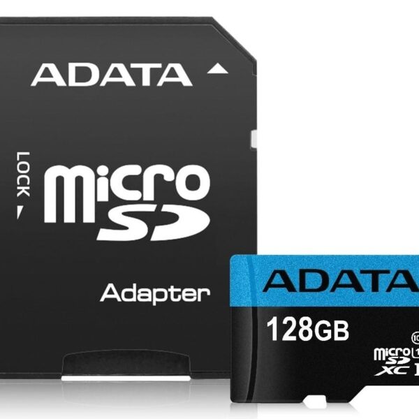 کارت حافظه ای دیتا مدل ADATA MICRO SDXC UHS-I V10 R100W25+ADP ظرفیت 128 گیگابایت