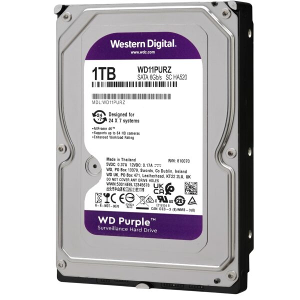 هارد دیسک اینترنال ظرفیت 1TB وسترن دیجیتال بنفش گارانتی شرکتی (ریفر)