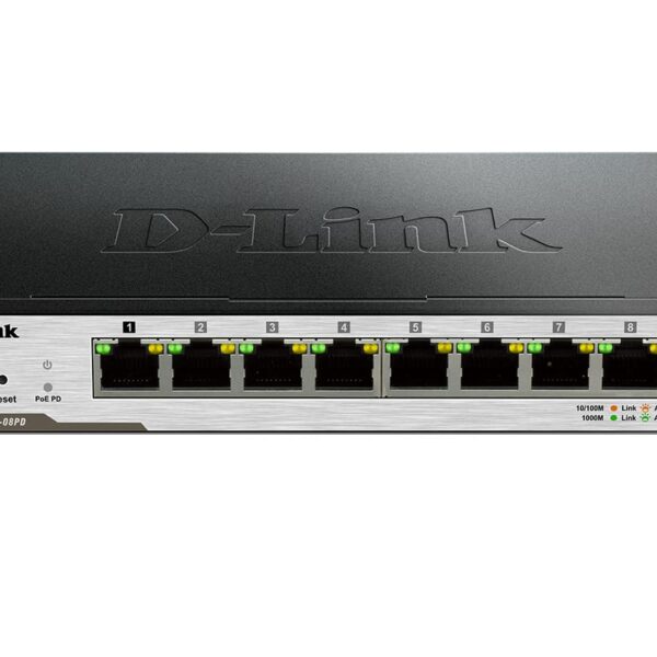 سوئیچ 8 پورت دی لینک مدل DGS-1100-08PD مدیریتی هوشمند با پورت گیگابیتی PoE