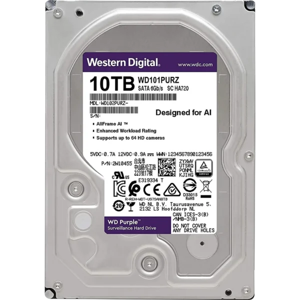هارد دیسک اینترنال ظرفیت 10TB وسترن دیجیتال بنفش گارانتی اصلی