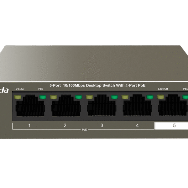 سوییچ شبکه 5 پورت POE تندا مدل Tenda POE Switch TEF1105P-4-38W