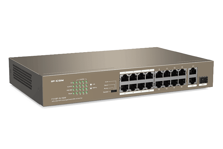 سوئیچ غیرمدیریتی آیپیکام مدل F1118P-16-150W با 16 پورت PoE و 2 پورت گیگابیتی