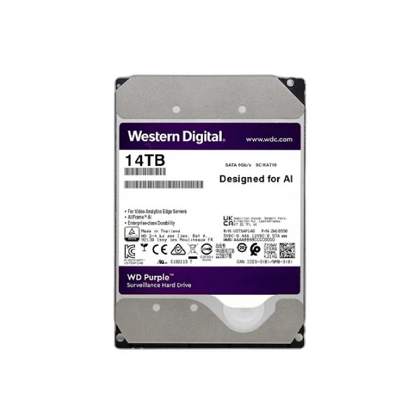 هارد دیسک اینترنال ظرفیت 14TB وسترن دیجیتال بنفش گارانتی اصلی