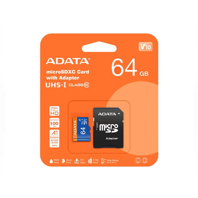 کارت حافظه میکرو اس دی ای دیتا مدل Memory card ADATA Micro SD UHS IR100 W25 64GB